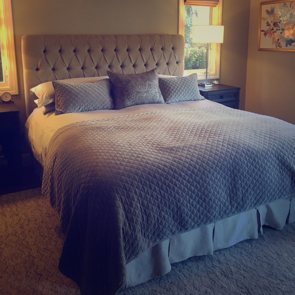 RH washed velvet diamond quilted coverlet & shams